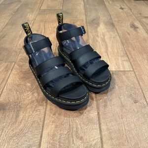 Dr Martens Blair Hydro Leather Strap Sandals Black Sz 9 Women’s